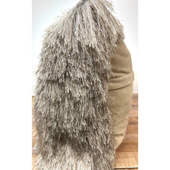 Shaggy Shrimmering Faux Fur Throw Pillow, Heavy, Zipper Cover - Picture 4 of 5